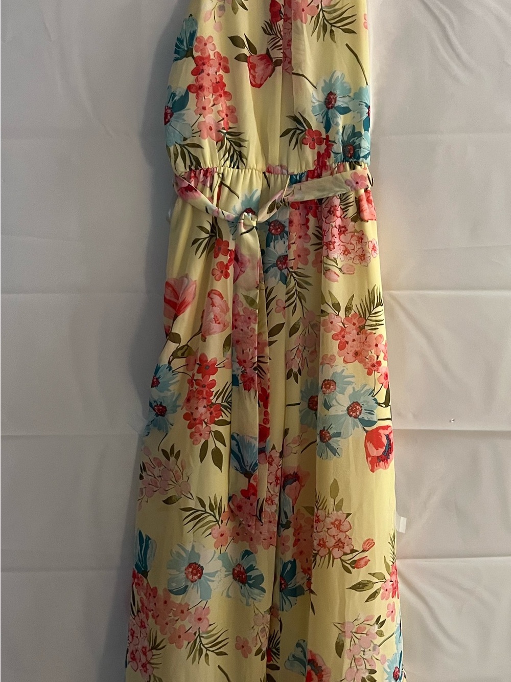 lilt Yellow Floral Maxi Dress with Pink and Blue Blooms